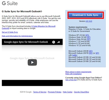 google app sync for outlook 64 bit
