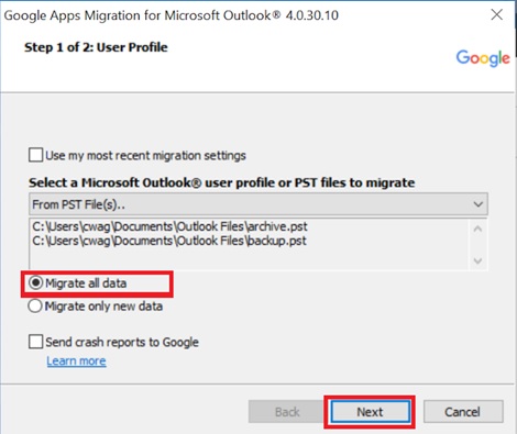 google migration outlook