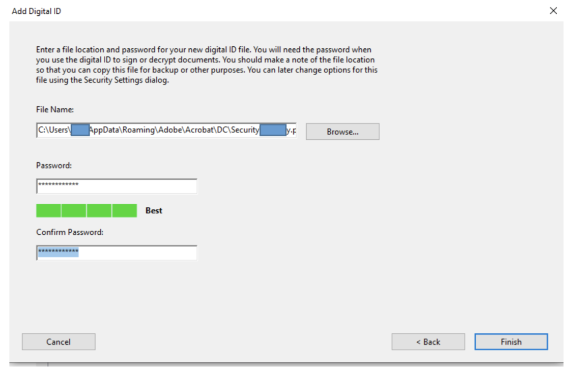 adobe setup digital signature